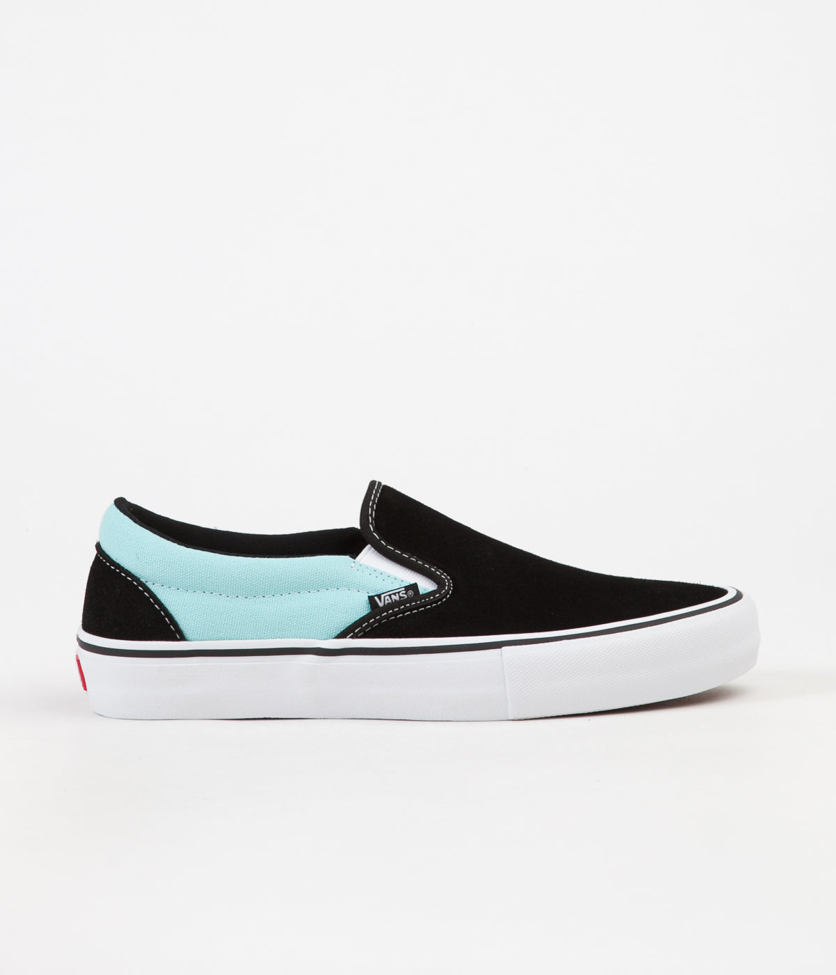 black and blue slip on vans 