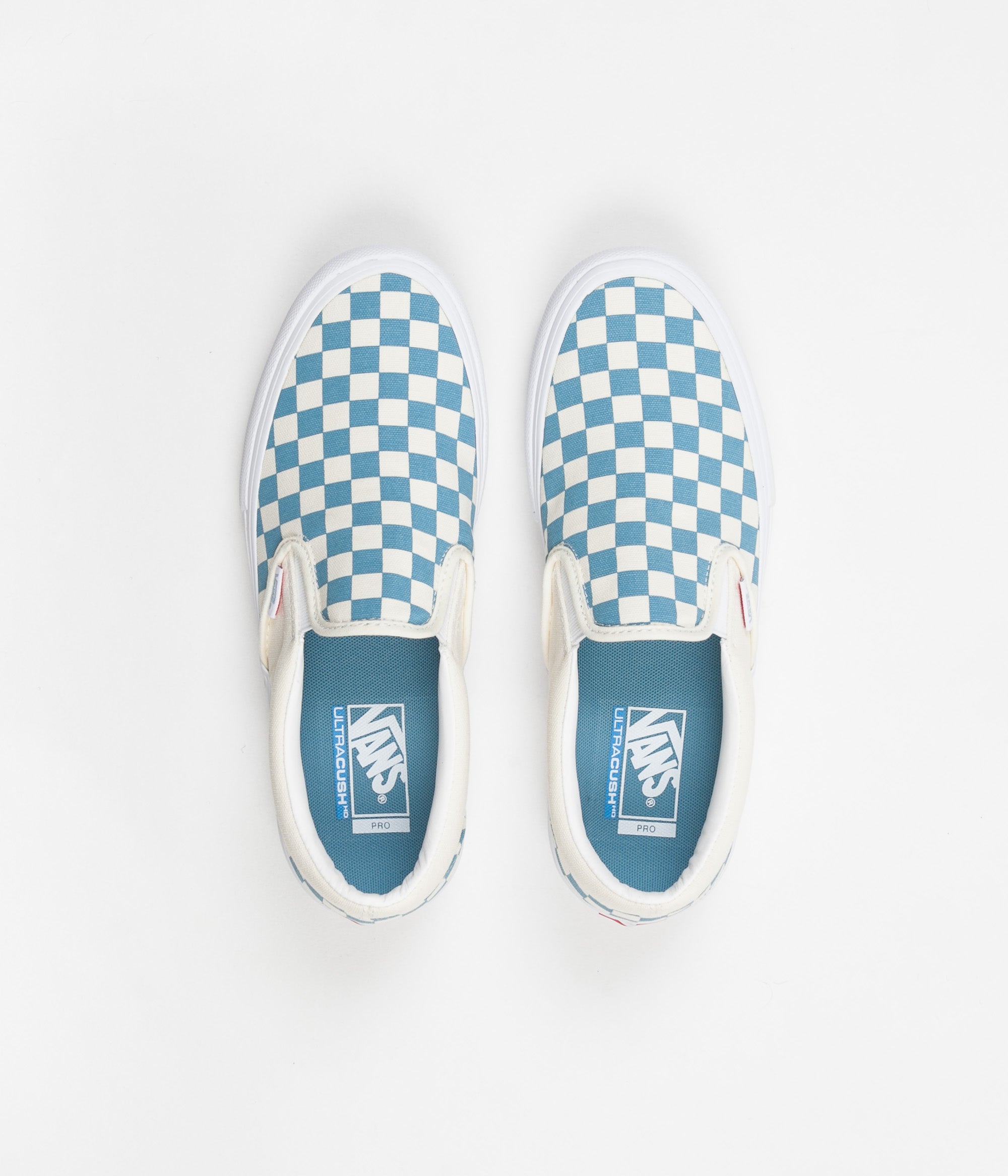 light blue and white checkered vans