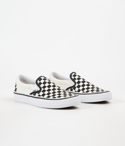 Vans Slip On Pro Checkerboard Shoes - Black / White | Flatspot