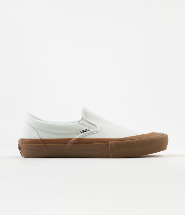 vans slip on pro white gum