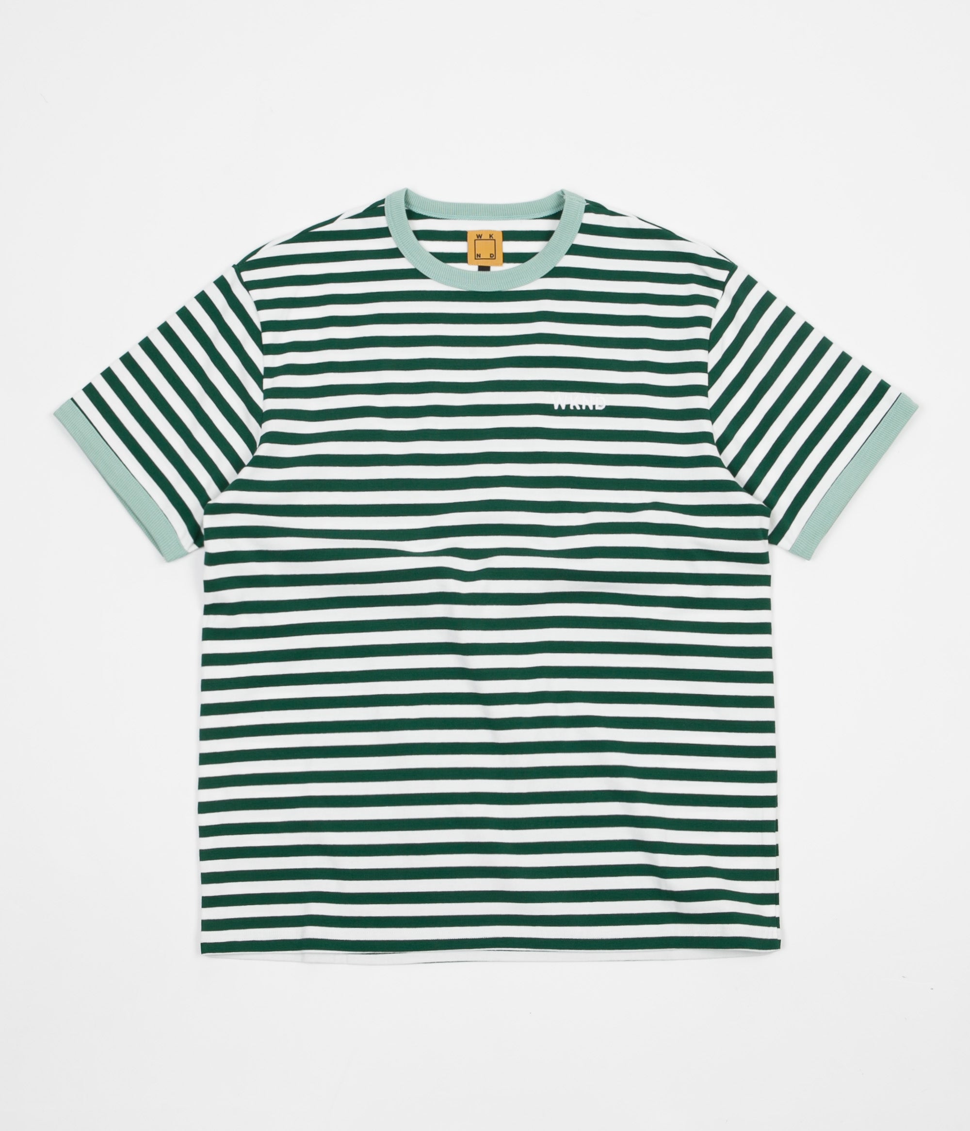 WKND Stripe Knit T-Shirt - Hunter Green / White | Flatspot