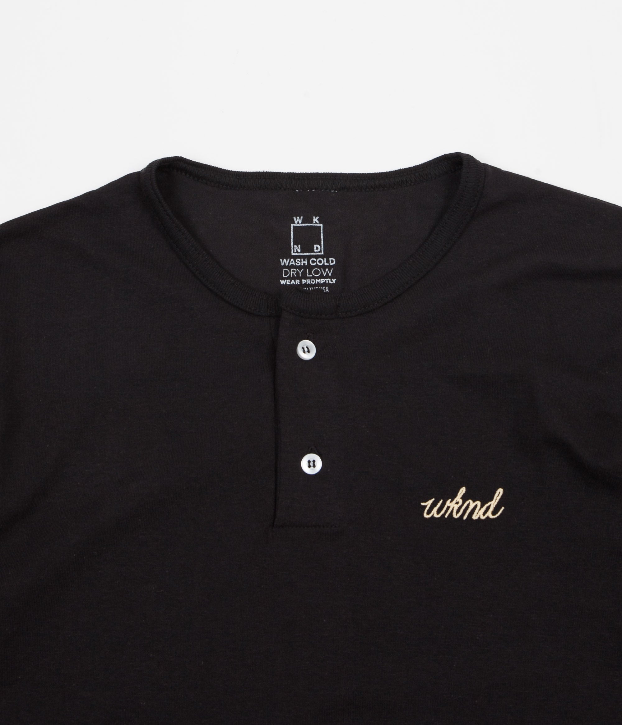 Download WKND Two Button Henley T-Shirt - Black | Flatspot