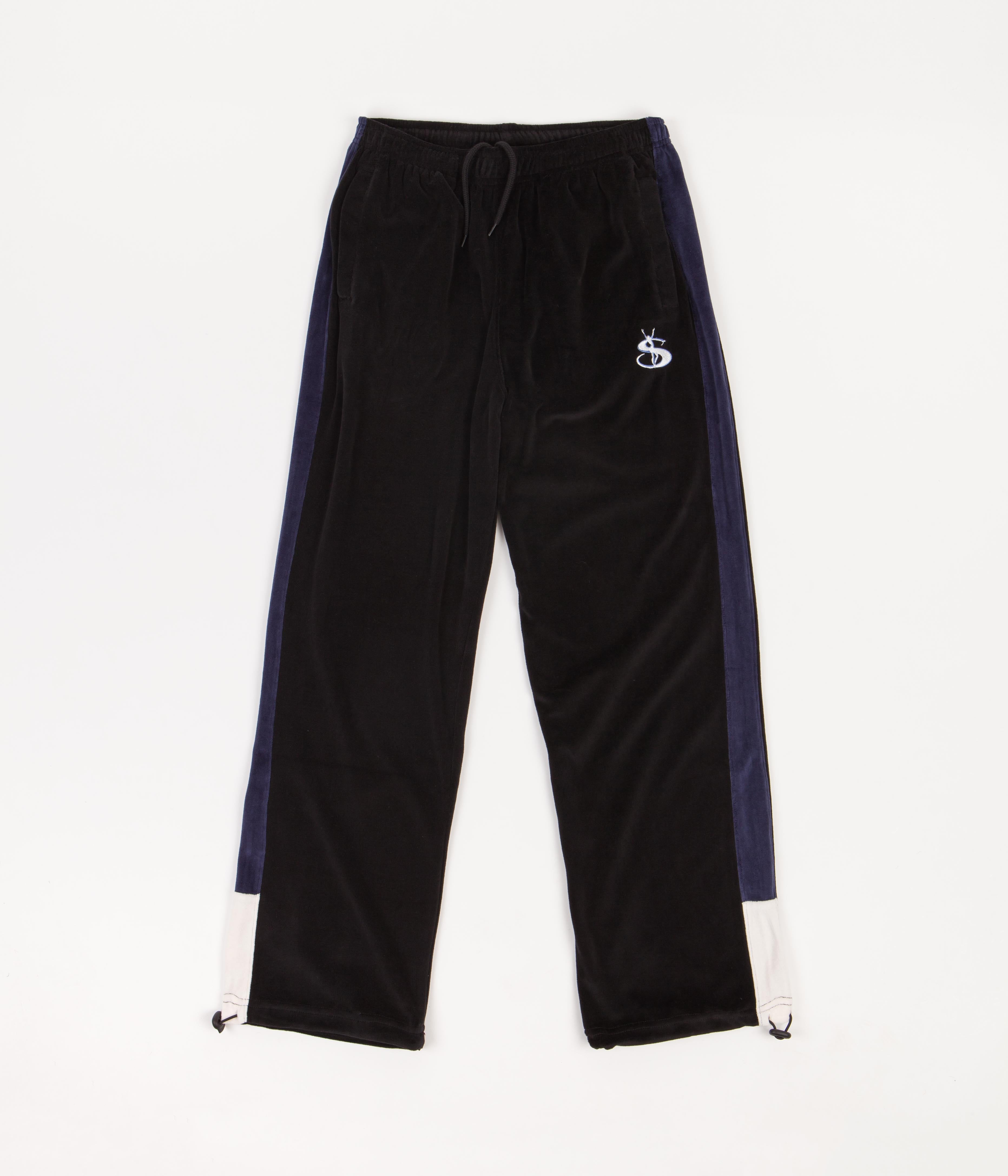 Yardsale Milano Velour Track Pants - Two Tone Blue / Grey