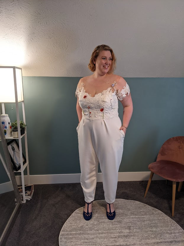 Floral Embroidery Wedding Jumpsuit