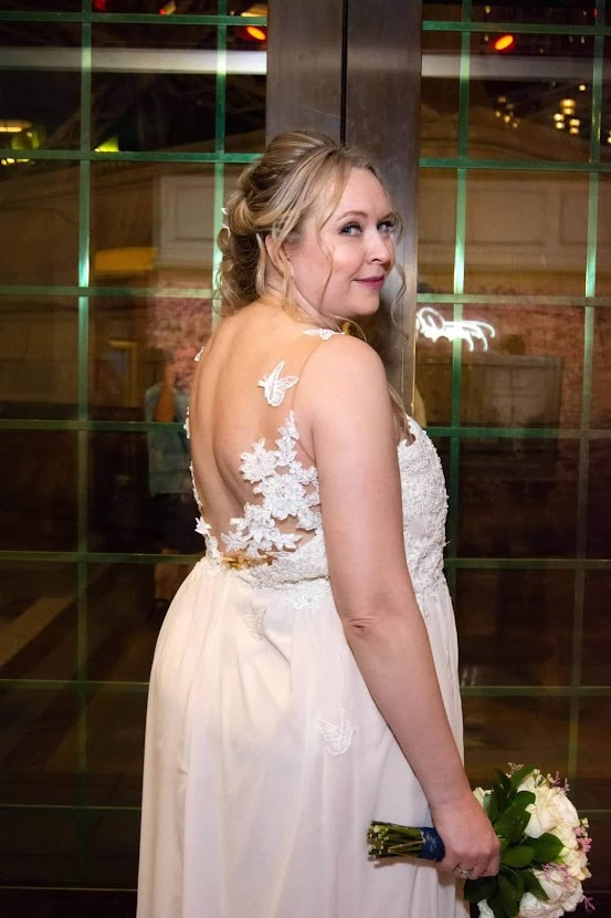 Ivory Chiffon Wedding Dress with Lace Up Back and Butterfly Lace