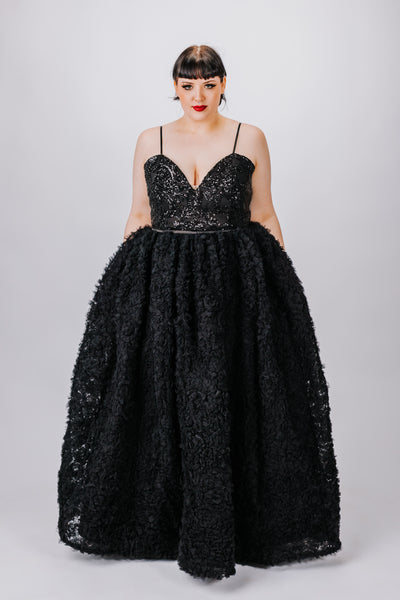 Cierra Gown with Textured Tulle Skirt