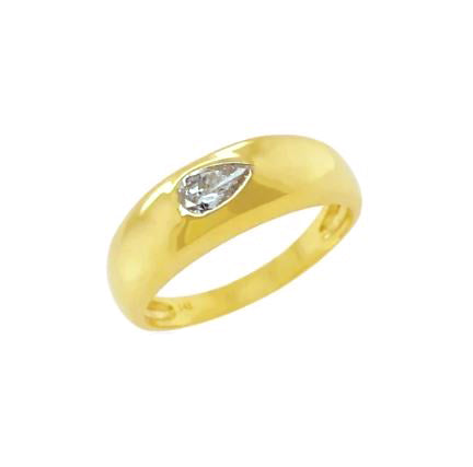 Gold Band with Pear Diamond
