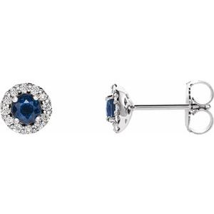 Sapphire with Diamond Halo Earrings