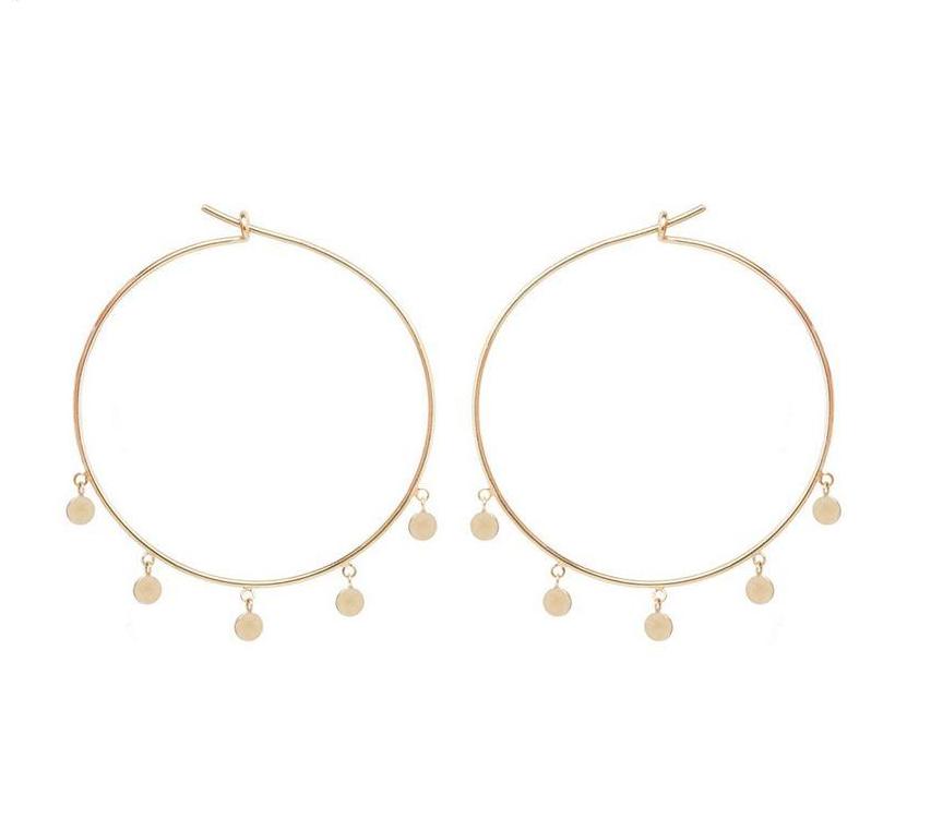 Dangling Disc Hoops - Medium