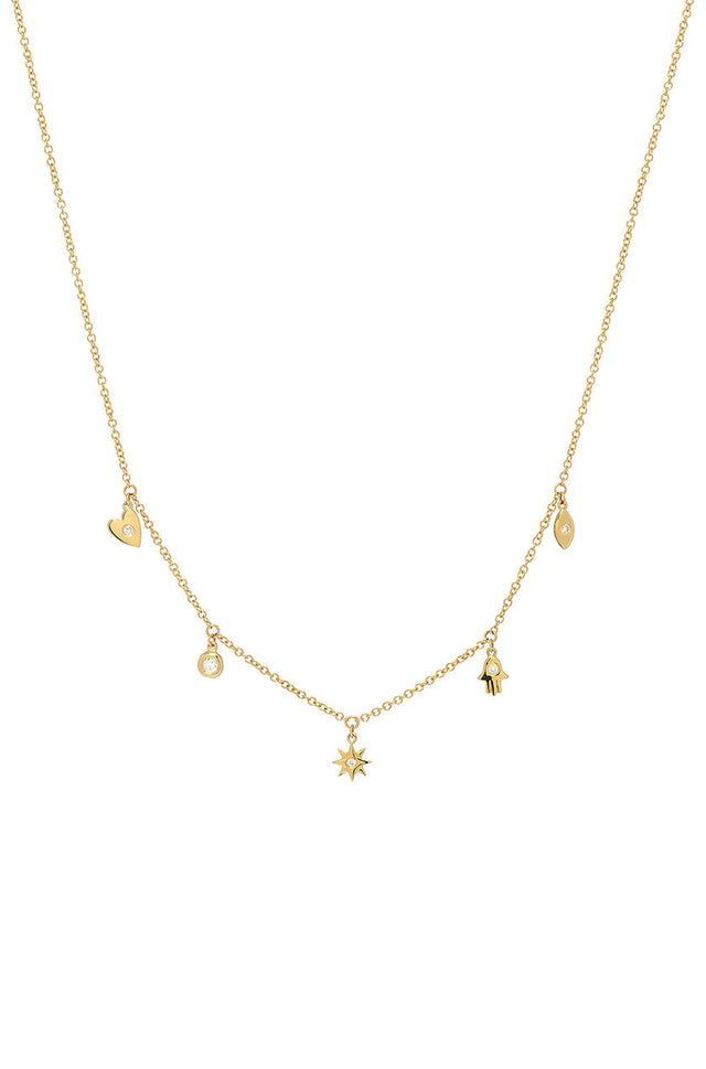 Gold and Diamond Charms Necklace