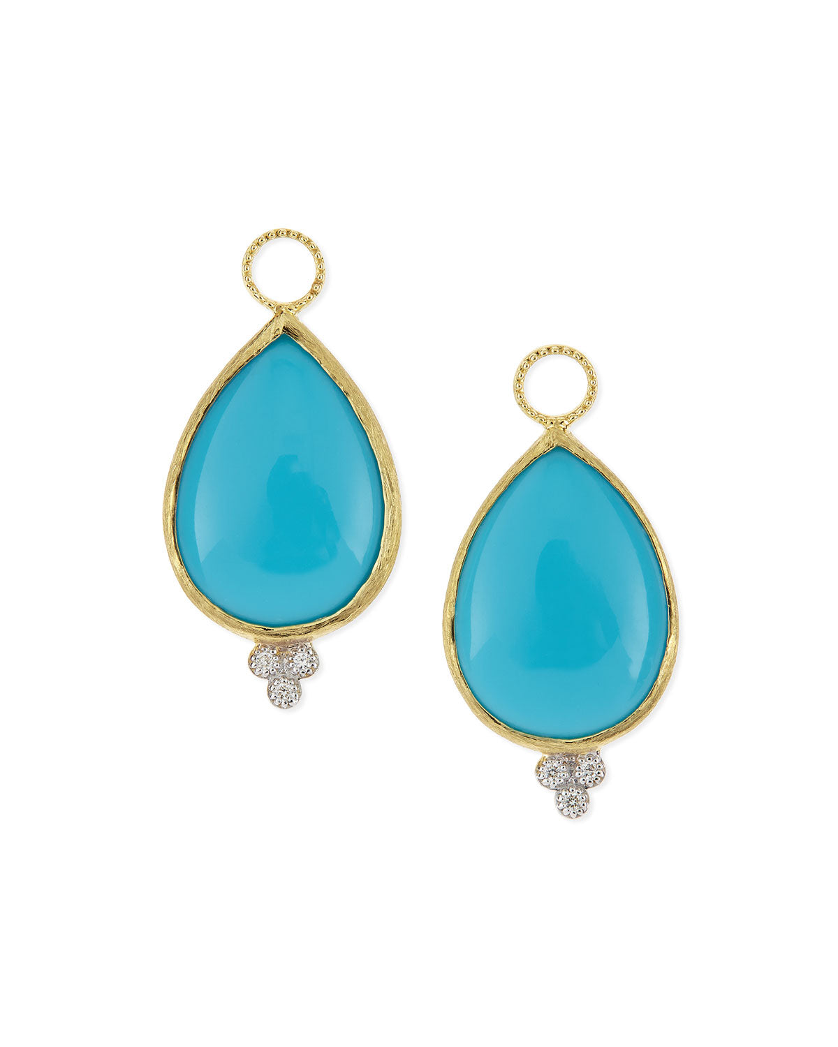 Large Turquoise Pear Earring Charms with Diamond