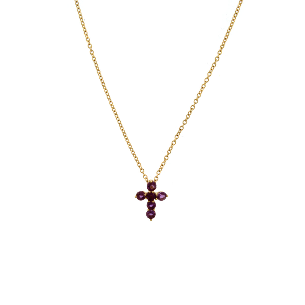 Petite Amethyst Cross Necklace