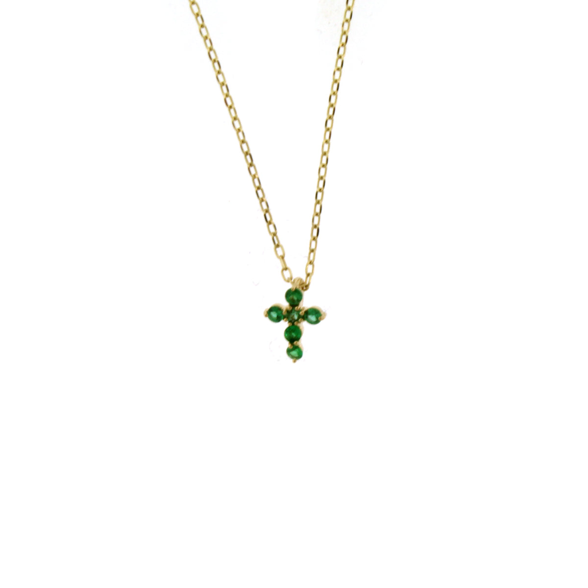 Petite Emerald Cross Necklace