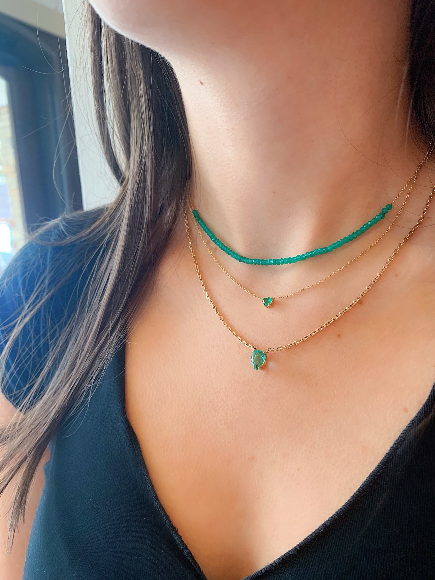 Pear Shaped Emerald Necklace