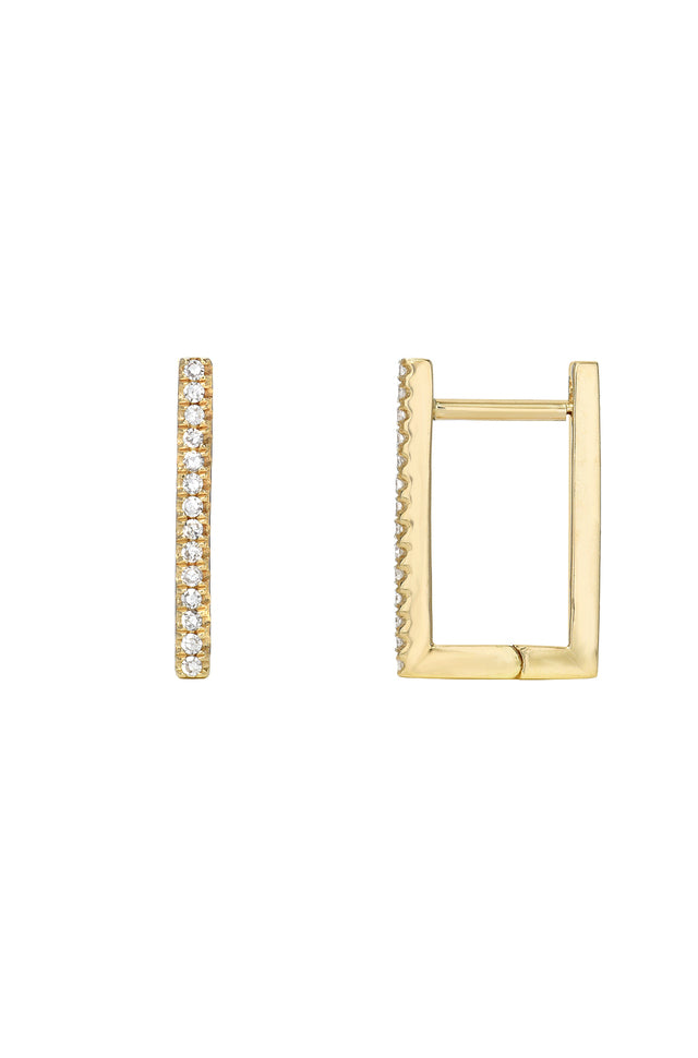 Diamond Rectangle Huggie Earrings