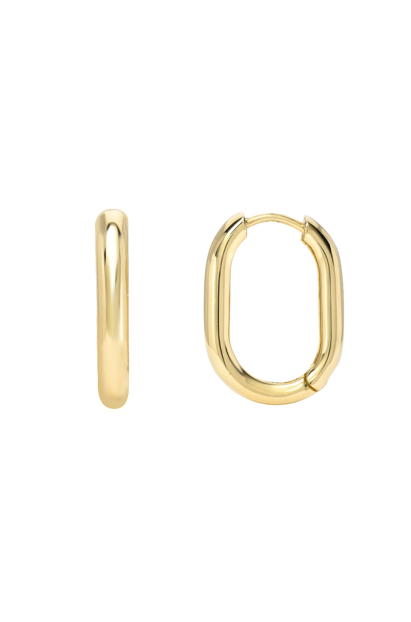 Gold Thick Oval Hoop Earrings