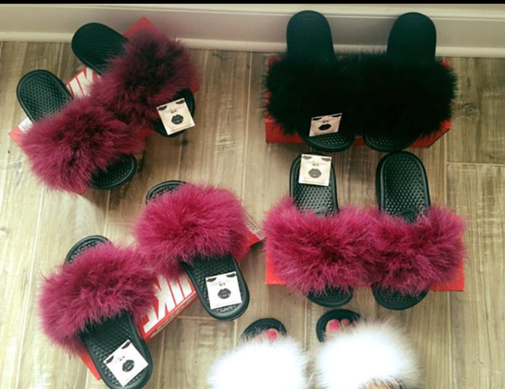 nike fur slides