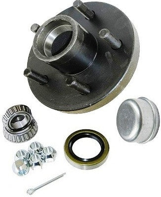 Trailer Wheel Hub KIT for 3500lb. axles - L68149/L44649 Bearings - 5 on 5  #PT5X5HUBKIT35KTS