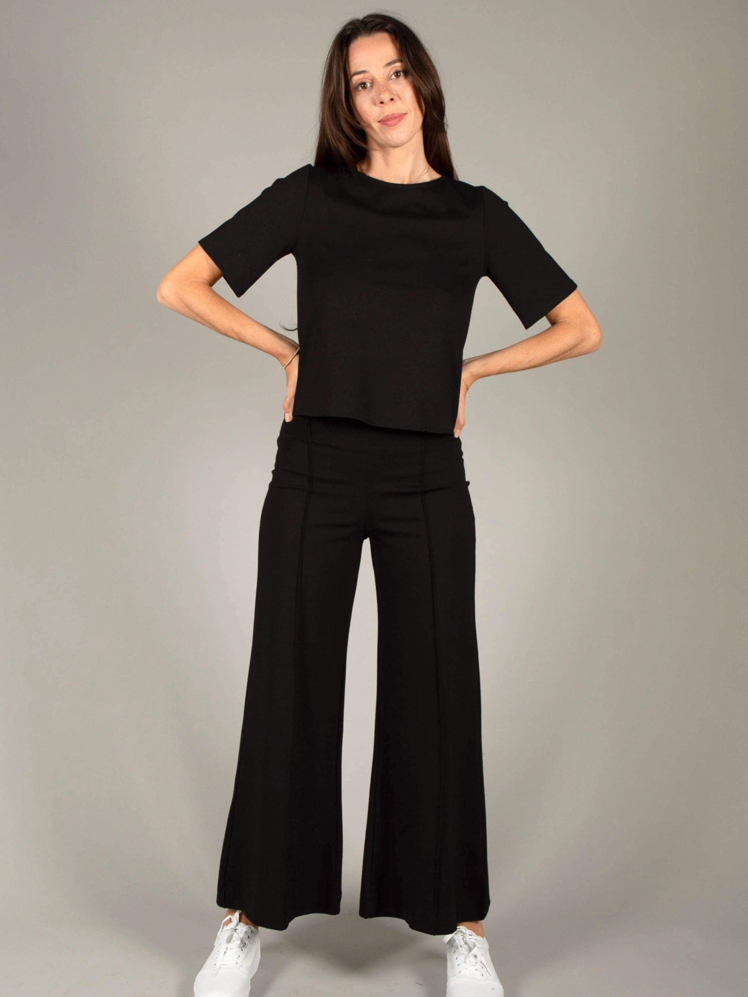 Millers Womens Full Length Wide Legs Pannelled Ponte Zipped Pants
