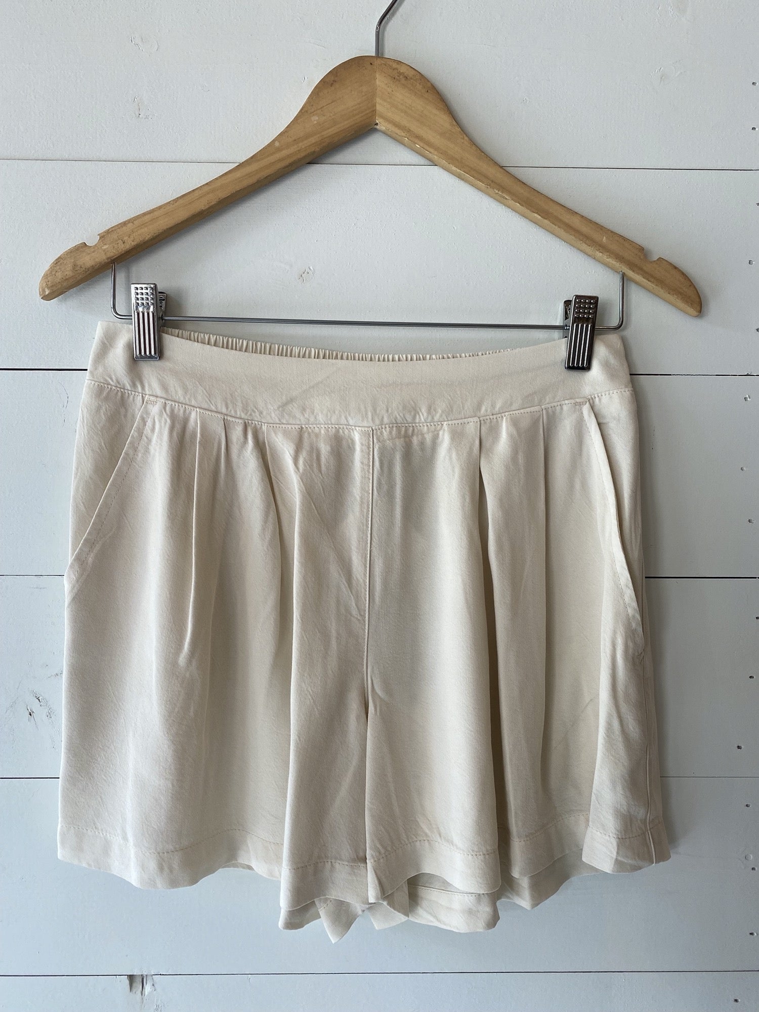 Ecru Pleated Shorts