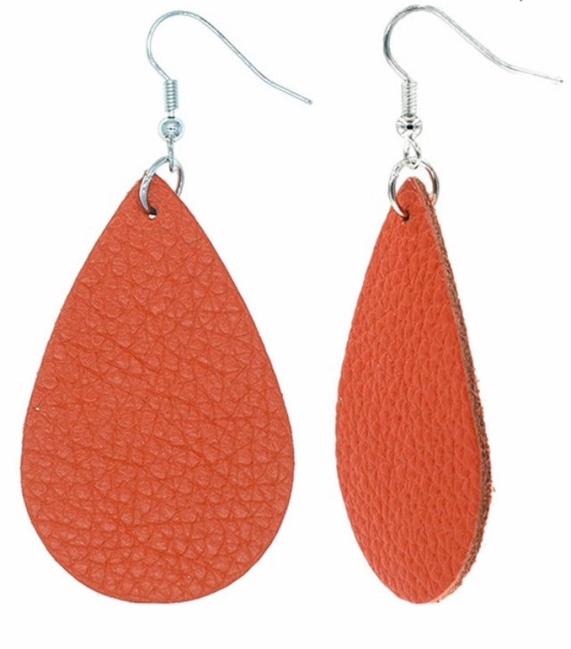 orange leather earrings