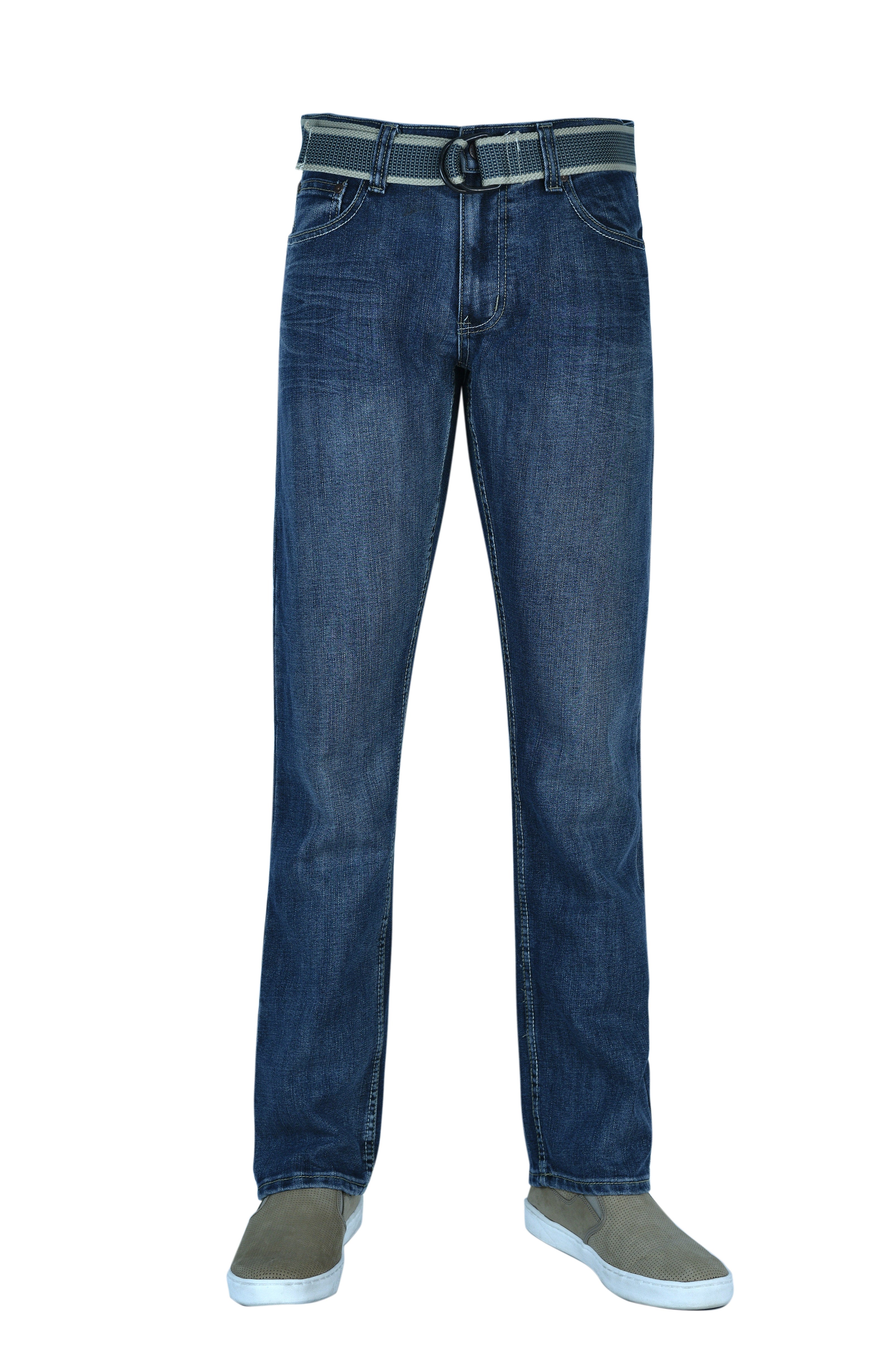 Flypaper Men's Belted Dark Wash Jeans Straight Leg Regular Fit