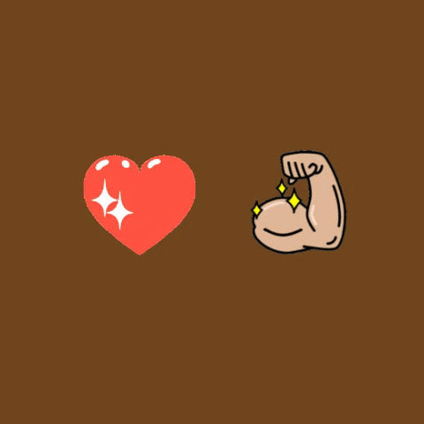 Shiny heart with flexing bicep