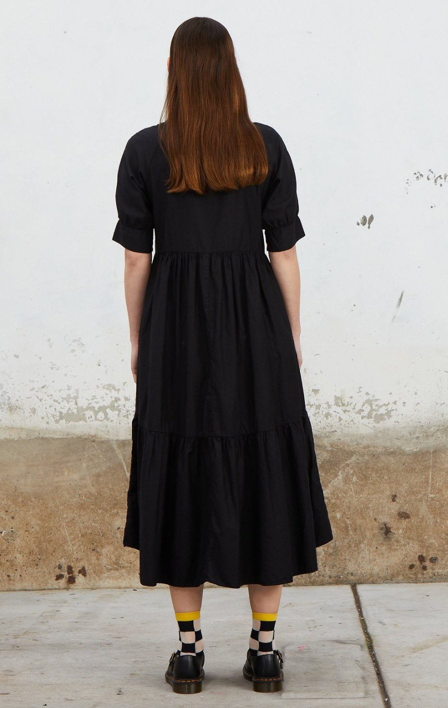 Raglan Tiered Dress - Black