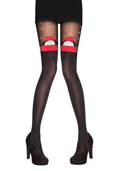 Red snowflake tights with gold or silver print - Virivee Tights