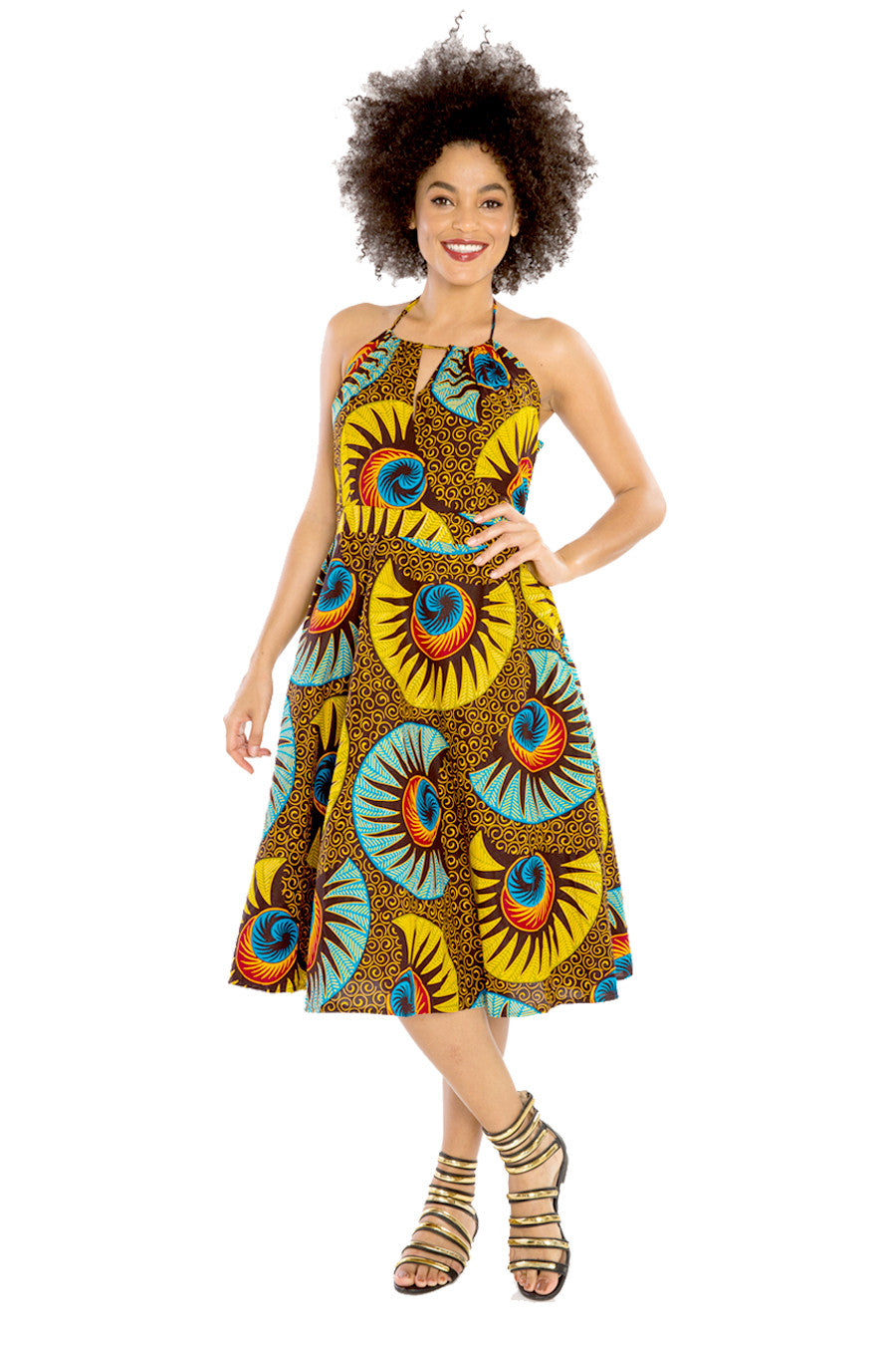 african print halter dress