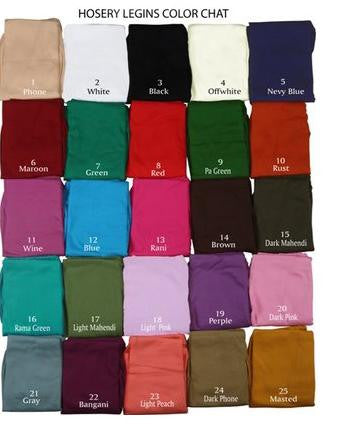 comfort leggings color chart