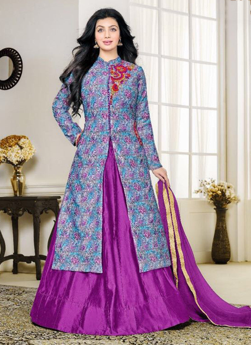Cotton purple Lacha Anarkali Suit – Boutique4India