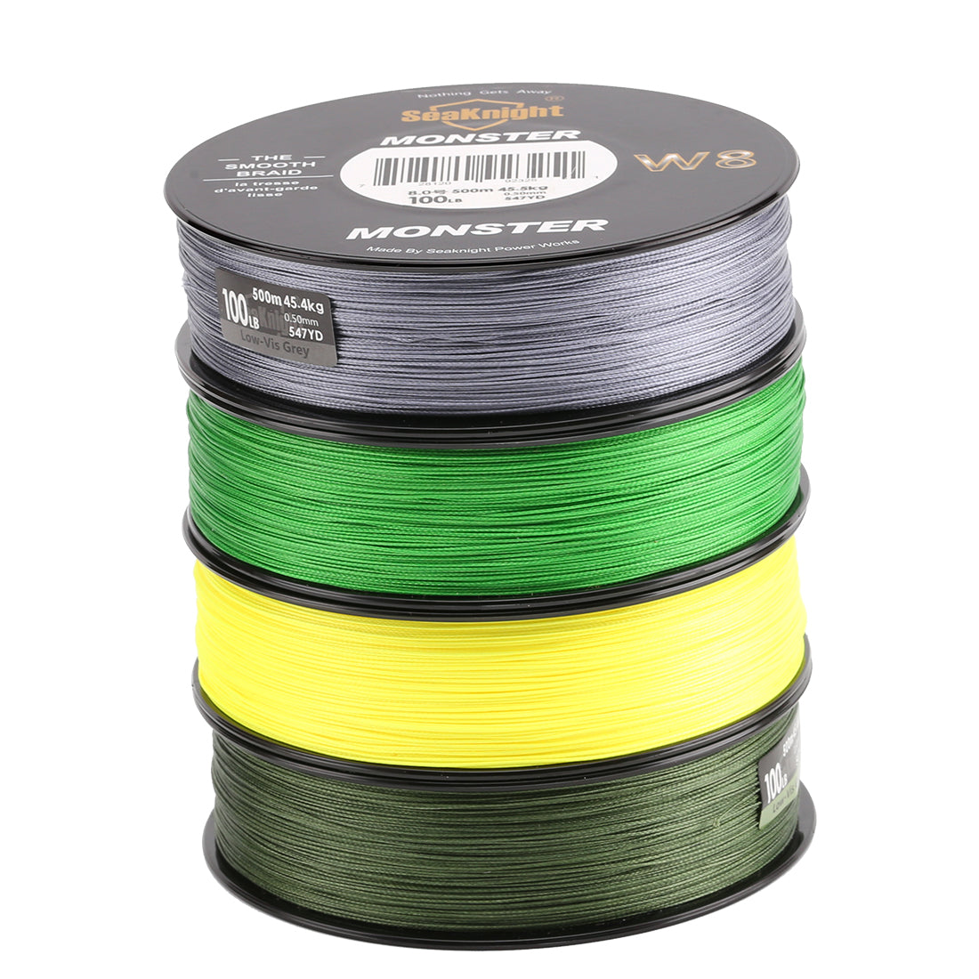 60lb Braided Fishing Line Hi-Vis Grey 500m 547yd 0.40mm