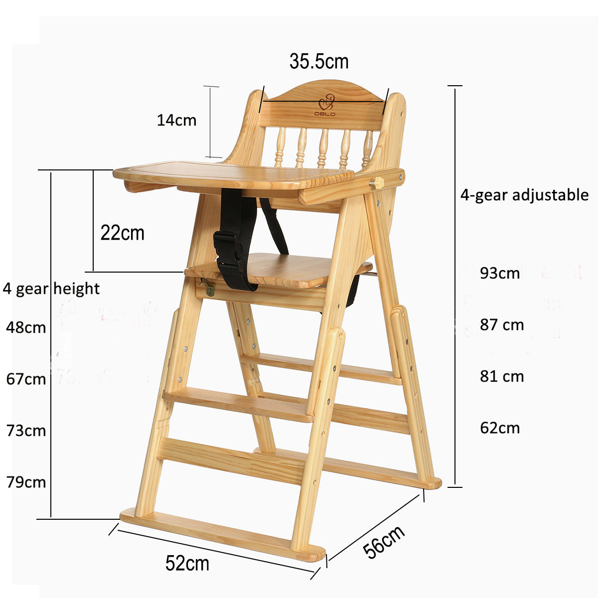 opvouwbare verstelbare baby houten kinderstoel tafel stoel peuter voed