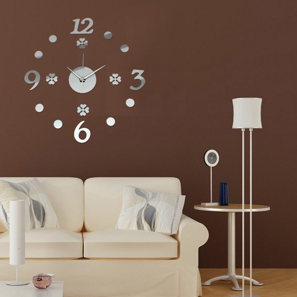 diy mirror acrylic digit number wall clock home office decor sticker