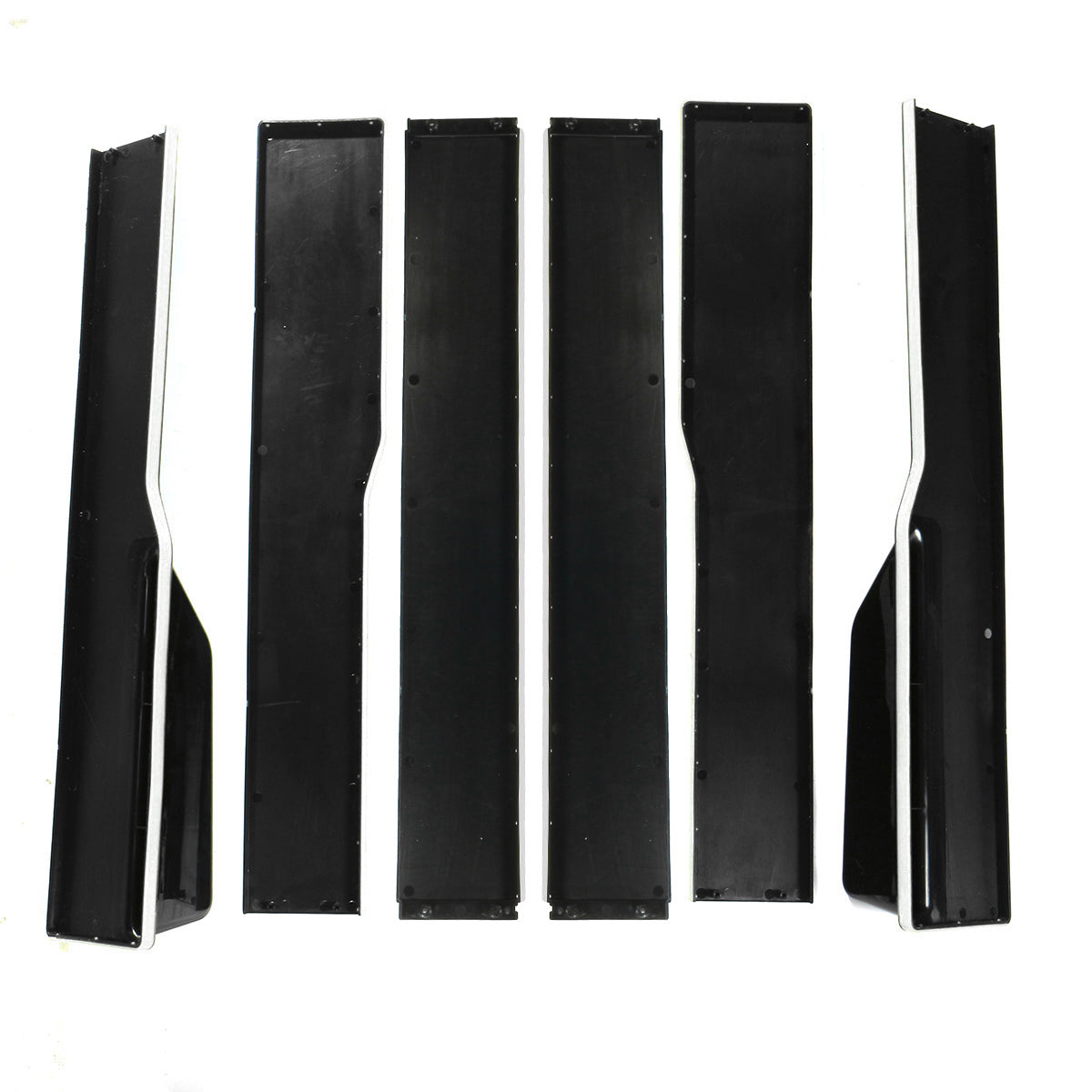 2.2 m/86.6 inch zwart gemodificeerde driedelige side skirts uitbreiding rocker panel witte lijn