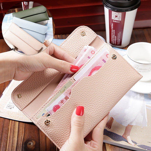 Women Litchi Pattern Solid Color Card Slot Wallet Bag Purse Handbag For Smartphone Iphone Samsung huismerk kopen in de aanbieding Women Litchi Pattern Solid Color Card Slot Wallet Bag Purse Handbag For Smartphone Iphone Samsung huismerk kopen in de aanbieding