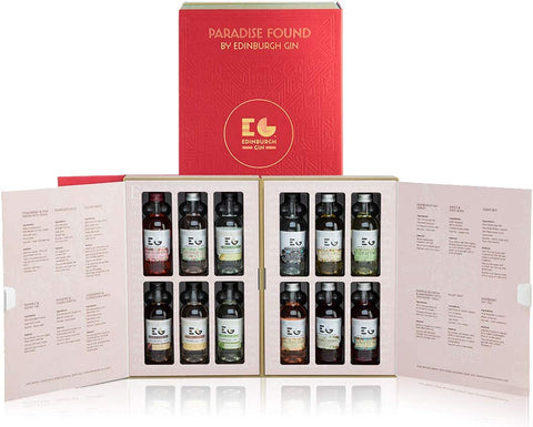 Coffret cadeau Edinburgh Gin Library avec 12 bouteilles