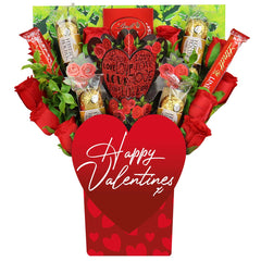 Le bouquet de la Saint-Valentin Ferrero et Lindt avec carte de Saint-Valentin en 3D