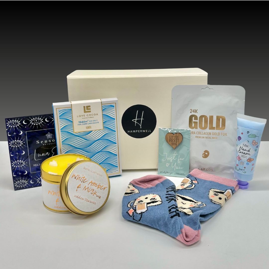 Just For You Treatbox Gift Hamper with Socks, Face Mask & Scented Candle