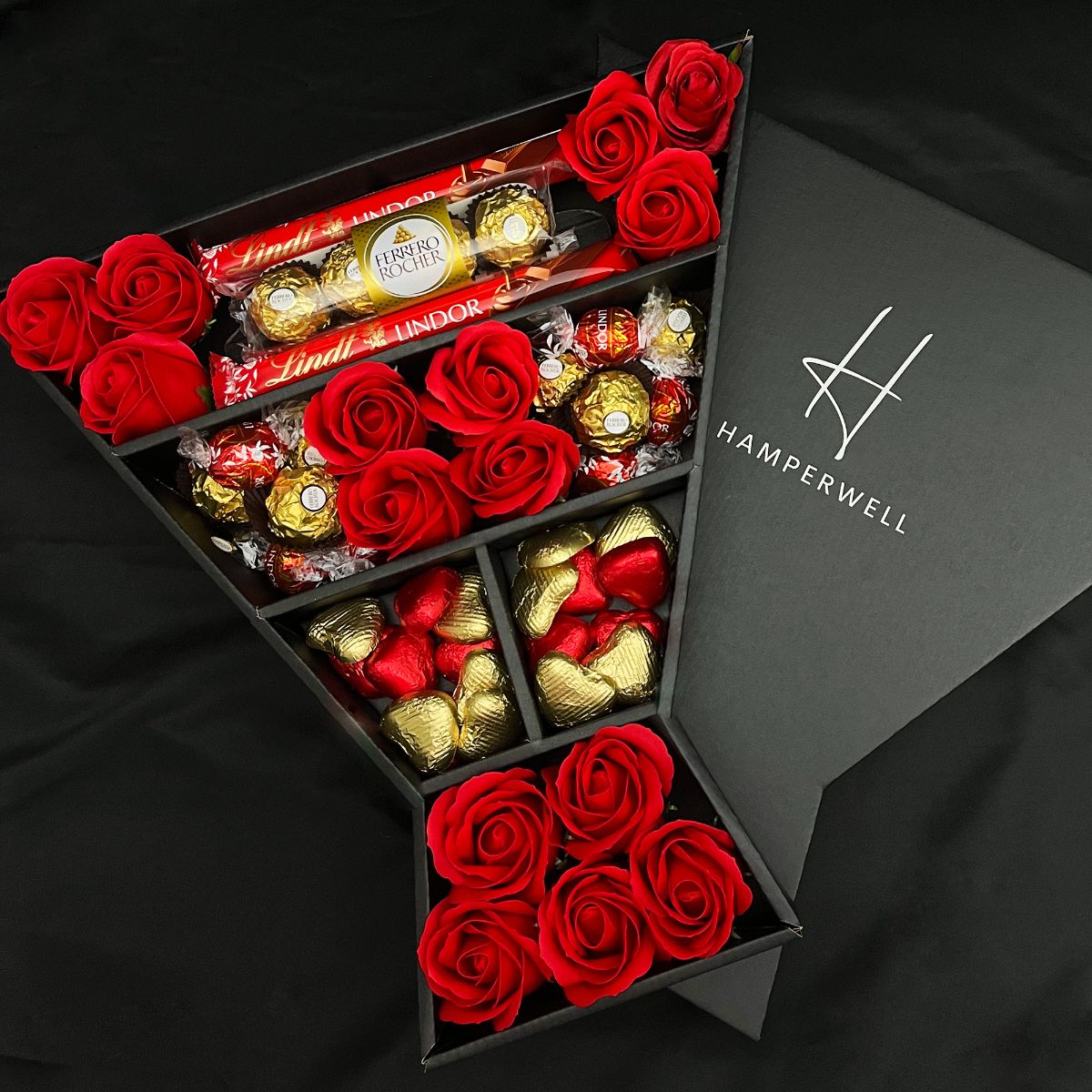 Lindt Lindor & Ferrero Rocher Signature Chocolate Bouquet With Red Roses