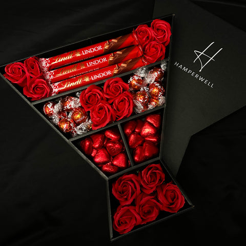 Lindt Lindor Signature Chocolate Bouquet With Red Roses Perfect Gift For Christmas