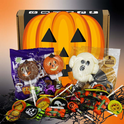 Die Halloween-Trick-or-Treat-Schokoladen- und Süßigkeiten-Box