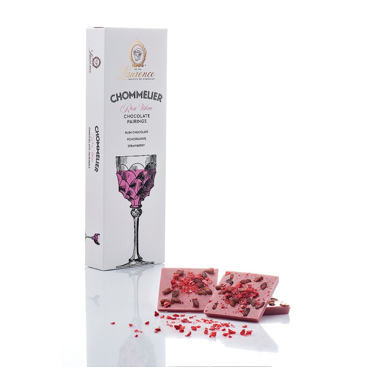 Laurence Pomegranate & Strawberry Rose Wine Chocolate Pairings