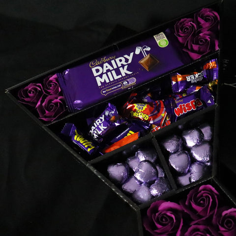 Cadbury Heroes & Yankee Candle Signature Chocolate Bouquet With Purple Roses Perfect Gift For Christmas