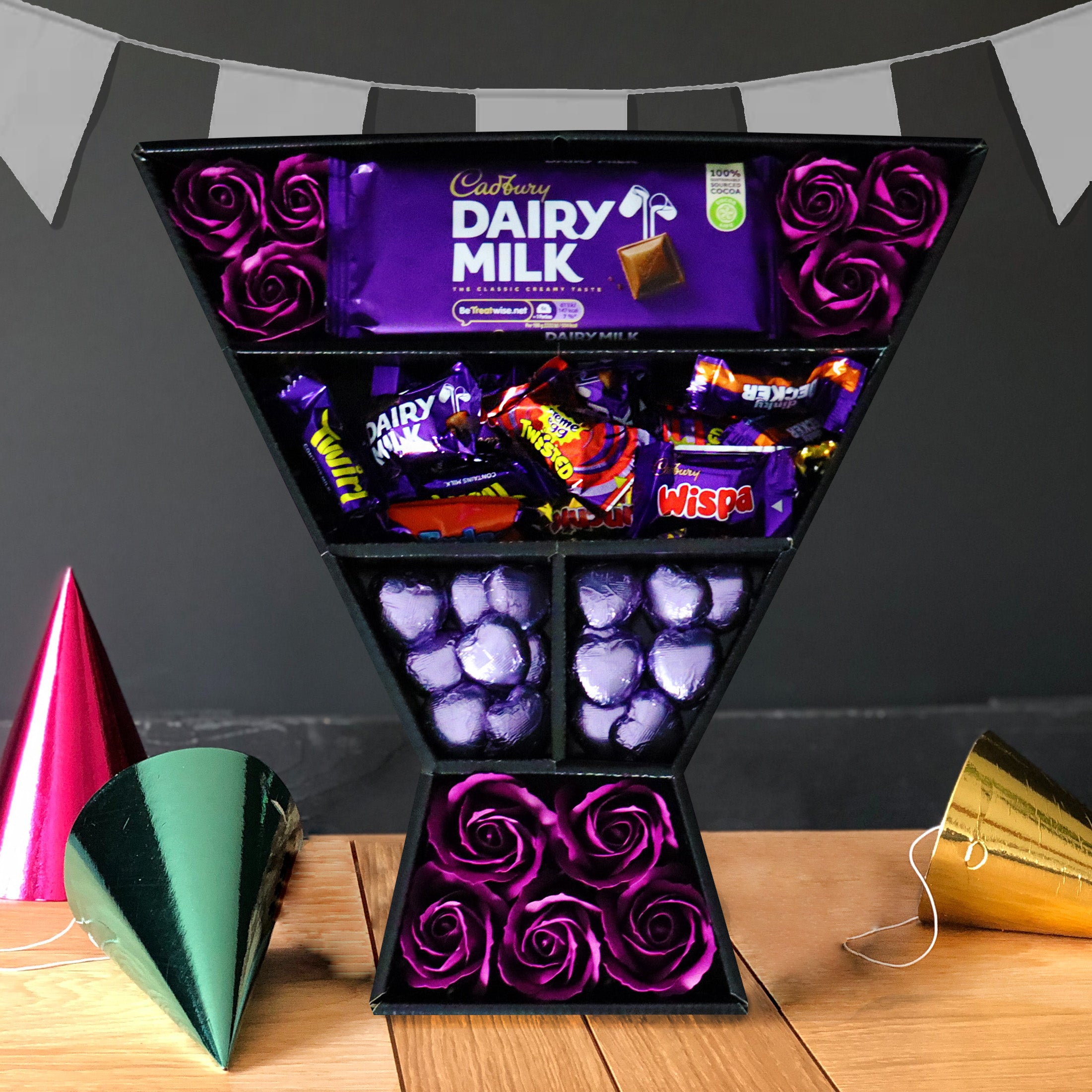Cadbury Heroes Happy Birthday Signature Chocolate Bouquet With Purple Roses - Perfect Birthday Gift