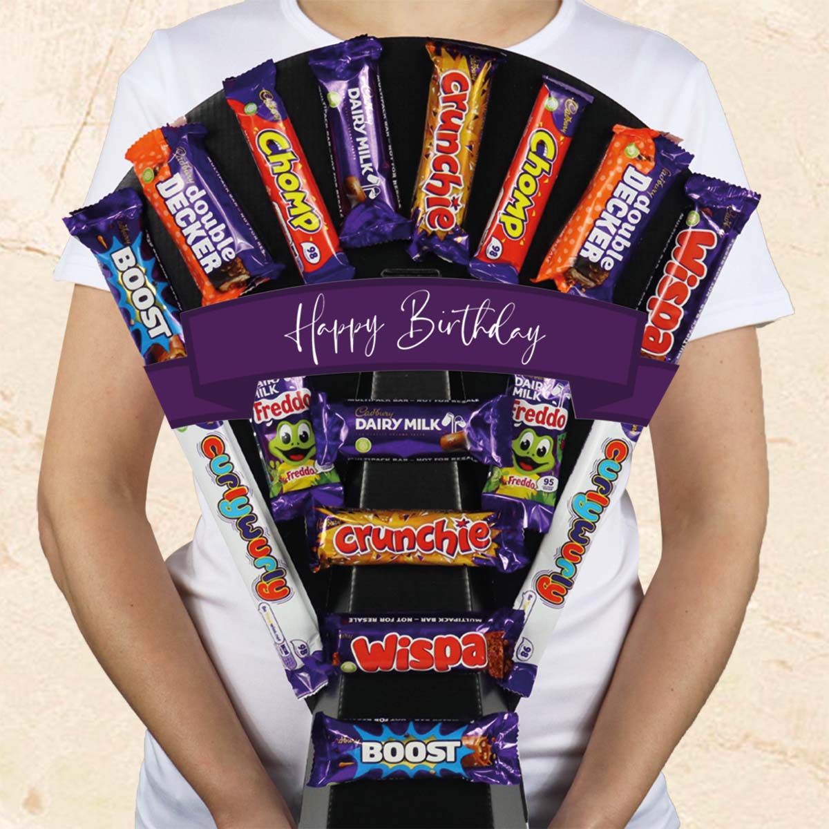 Large Cadbury Essentials Happy Birthday Chocolate Bouquet With Dairy Milk, Boost, Wispa, Crunchie & More - Gift Hamper Box by HamperWell