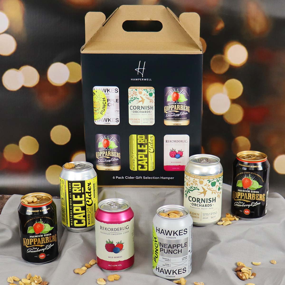 Cider Six Can Selection Gift Hamper - With Kopparberg, Rekorderlig, Cornish Orchards Cider & More