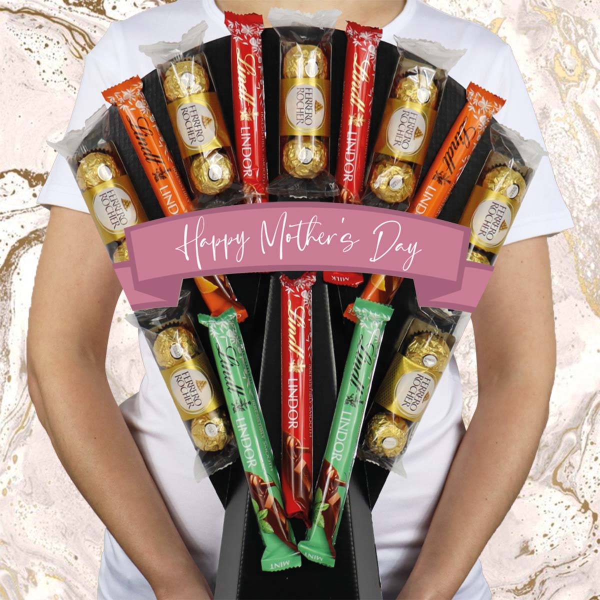 Large Ferrero & Lindt Mother’s Day Chocolate Bouquet - Perfect For Mum - Gift Hamper Box by HamperWell