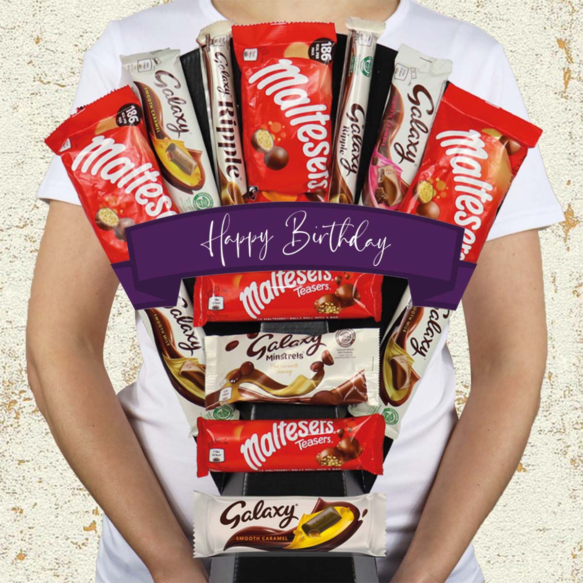 Large Galaxy & Malteser Happy Birthday Chocolate Bouquet - Gift Hamper Box by HamperWell